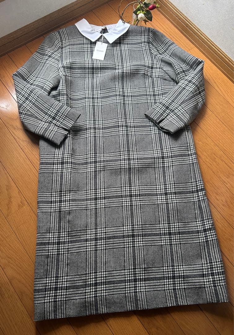 ① 値下マッキントッシュフィロソフィー襟付きグリッターボタニーワンピース新品38