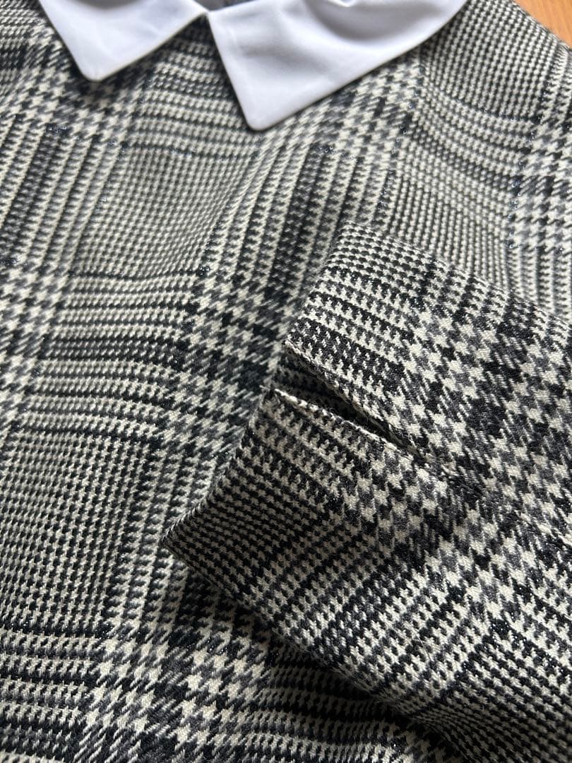 ① 値下マッキントッシュフィロソフィー襟付きグリッターボタニーワンピース新品38