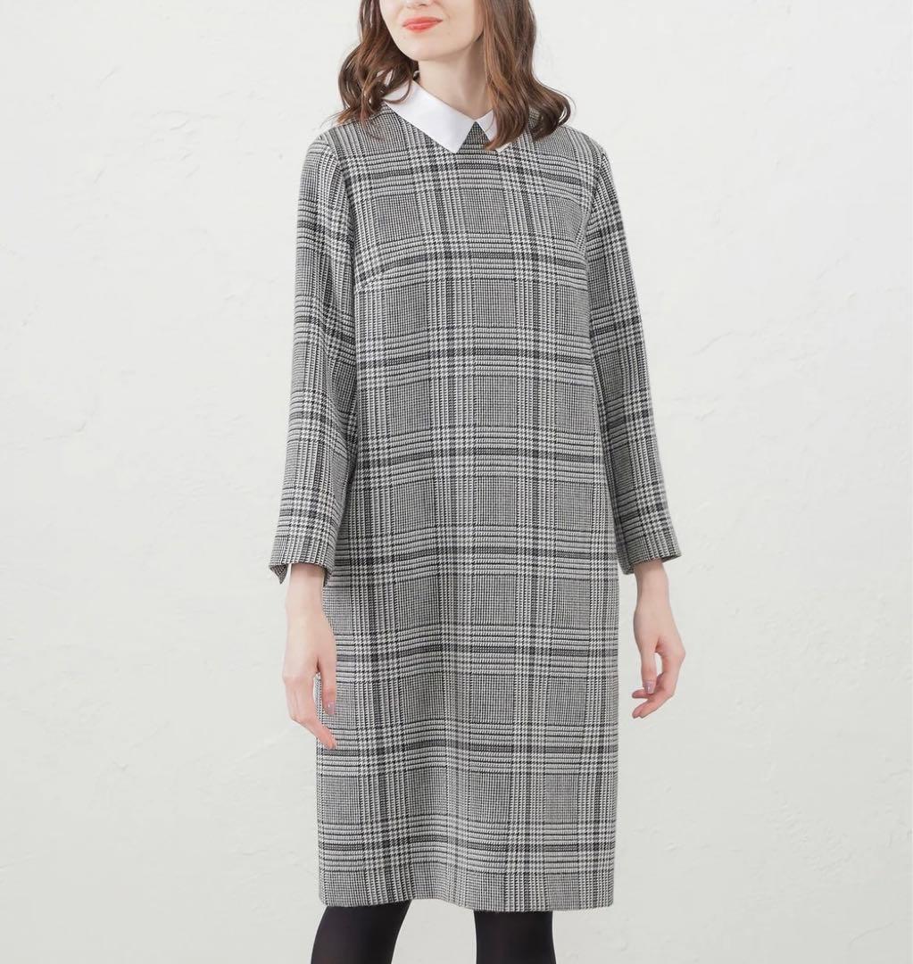 ① 値下マッキントッシュフィロソフィー襟付きグリッターボタニーワンピース新品38