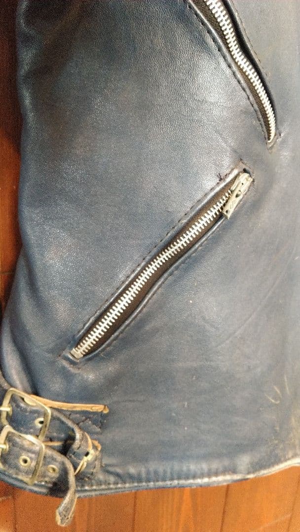 貴重ヴィンテージ ７０'s英国製　G-MAC　ブルーレザーライダース　ロンジャン