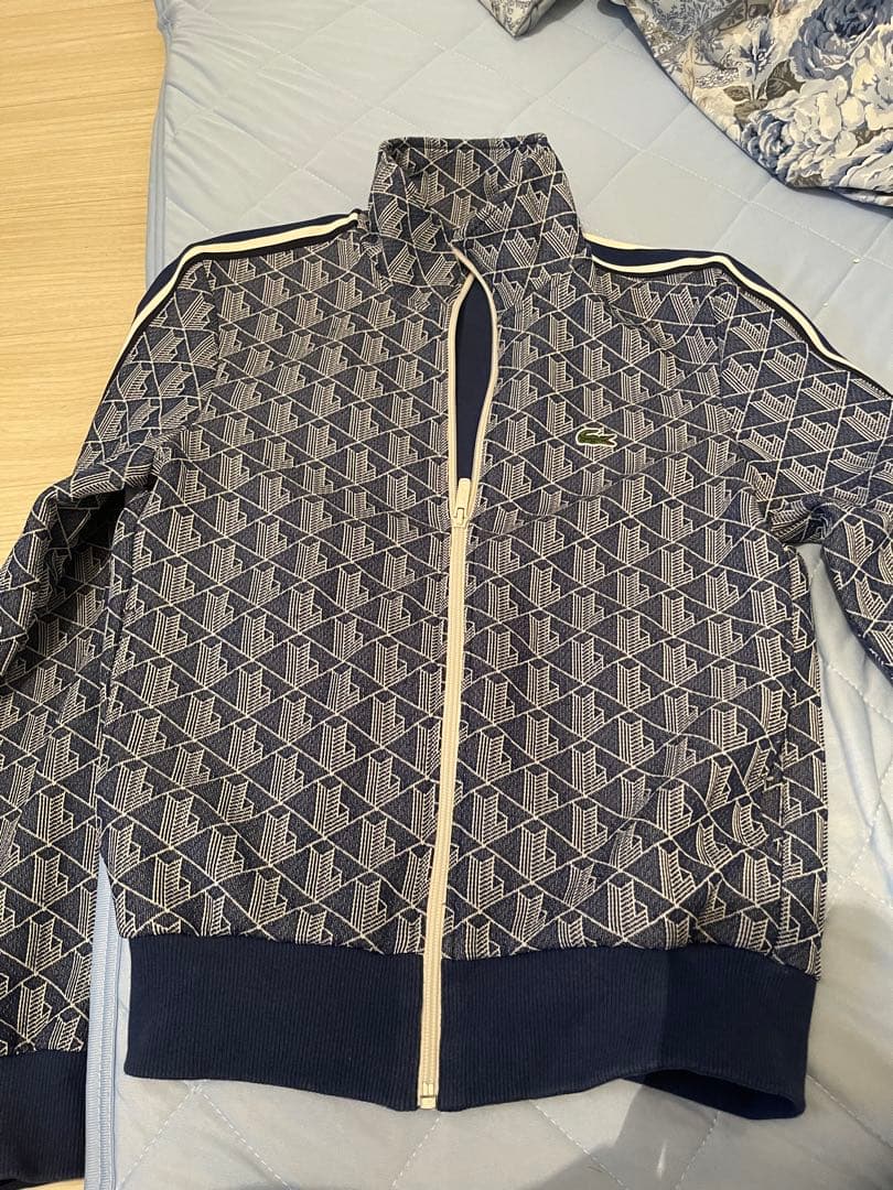 LACOSTE 幾何学模様 ジャージ ネイビー US X5