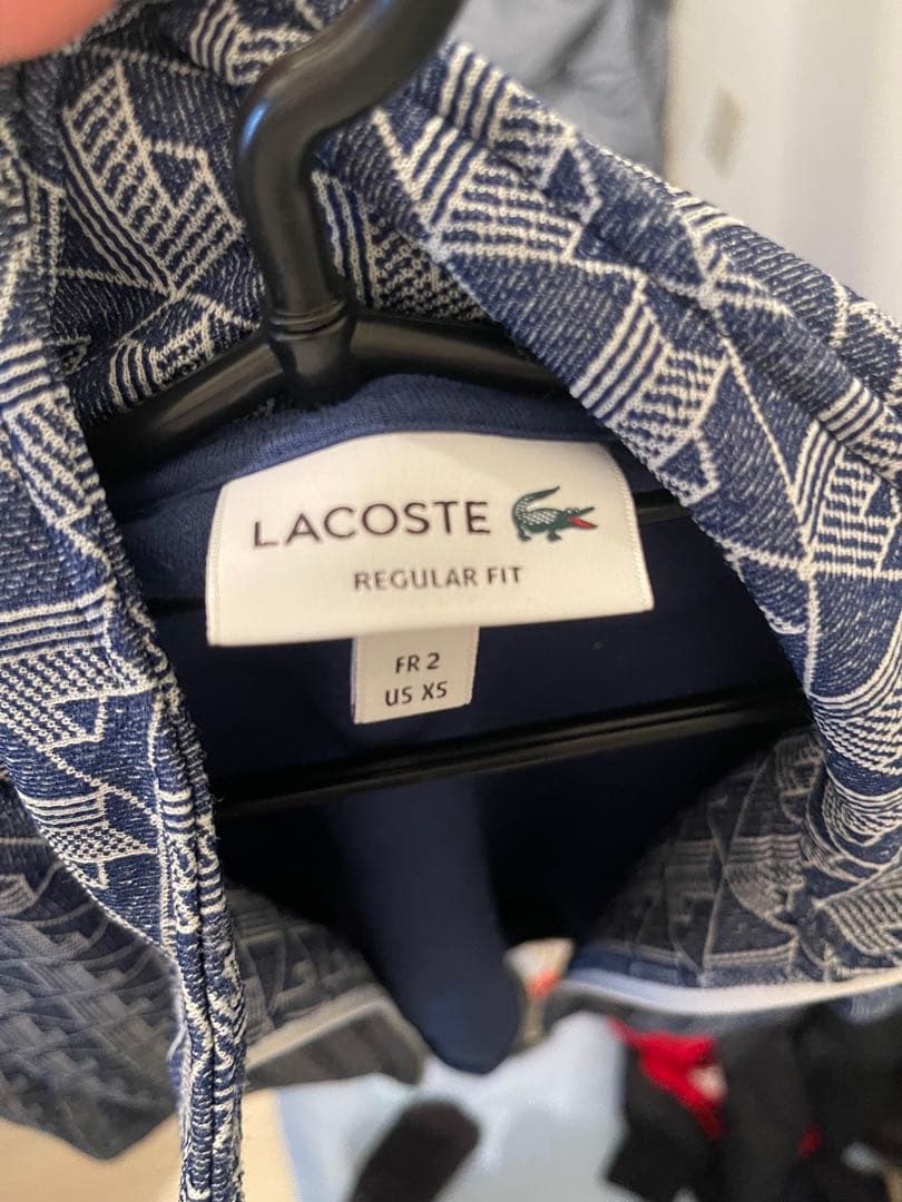 LACOSTE 幾何学模様 ジャージ ネイビー US X5