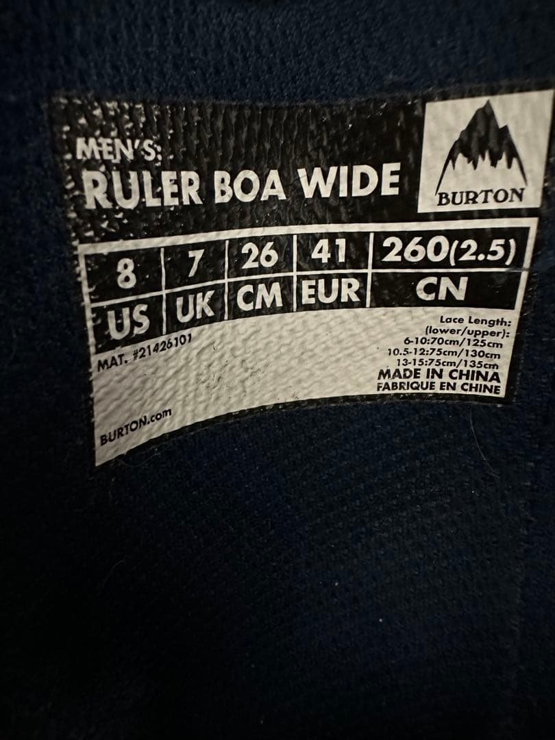 BURTON Ruler BOA WIDE 26cm MPRINT 2ネイビー