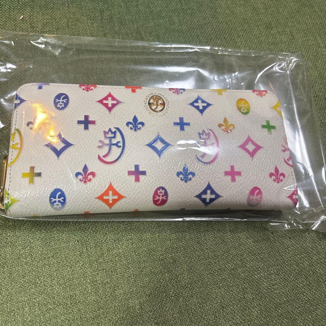 美品カステルバジャックマルチカラー ロゴ レザー長財布