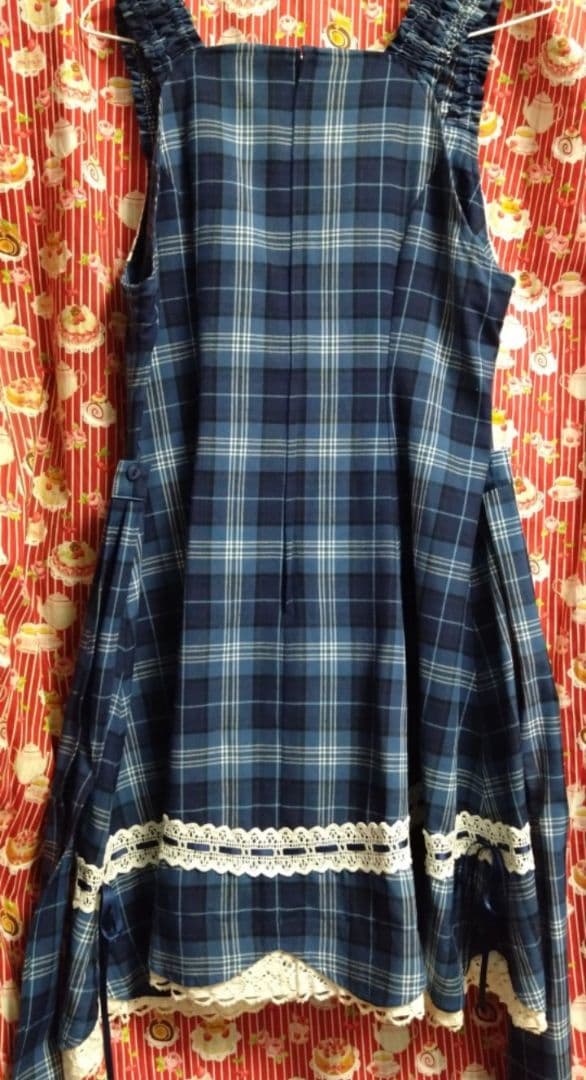 モ*モ様 【BABY】裾スカラップ タータンチェック ジャンパースカート 青【説