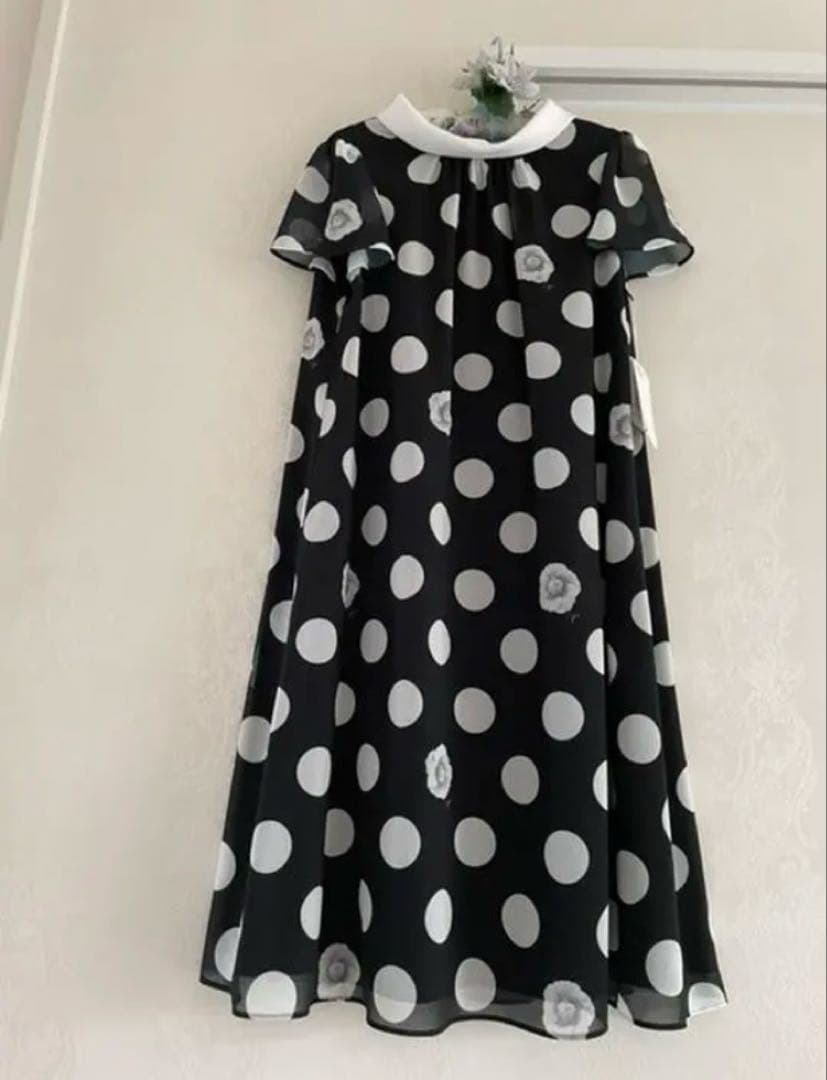 最終価格！M's カタログ 水玉 ドット シフォン カメリア モノクロ ワンピ