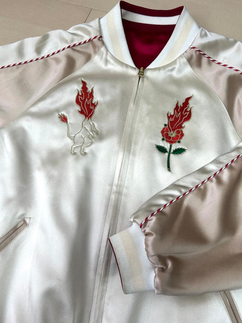 HOTELO スカジャン リバーシブル 赤 白 刺繍