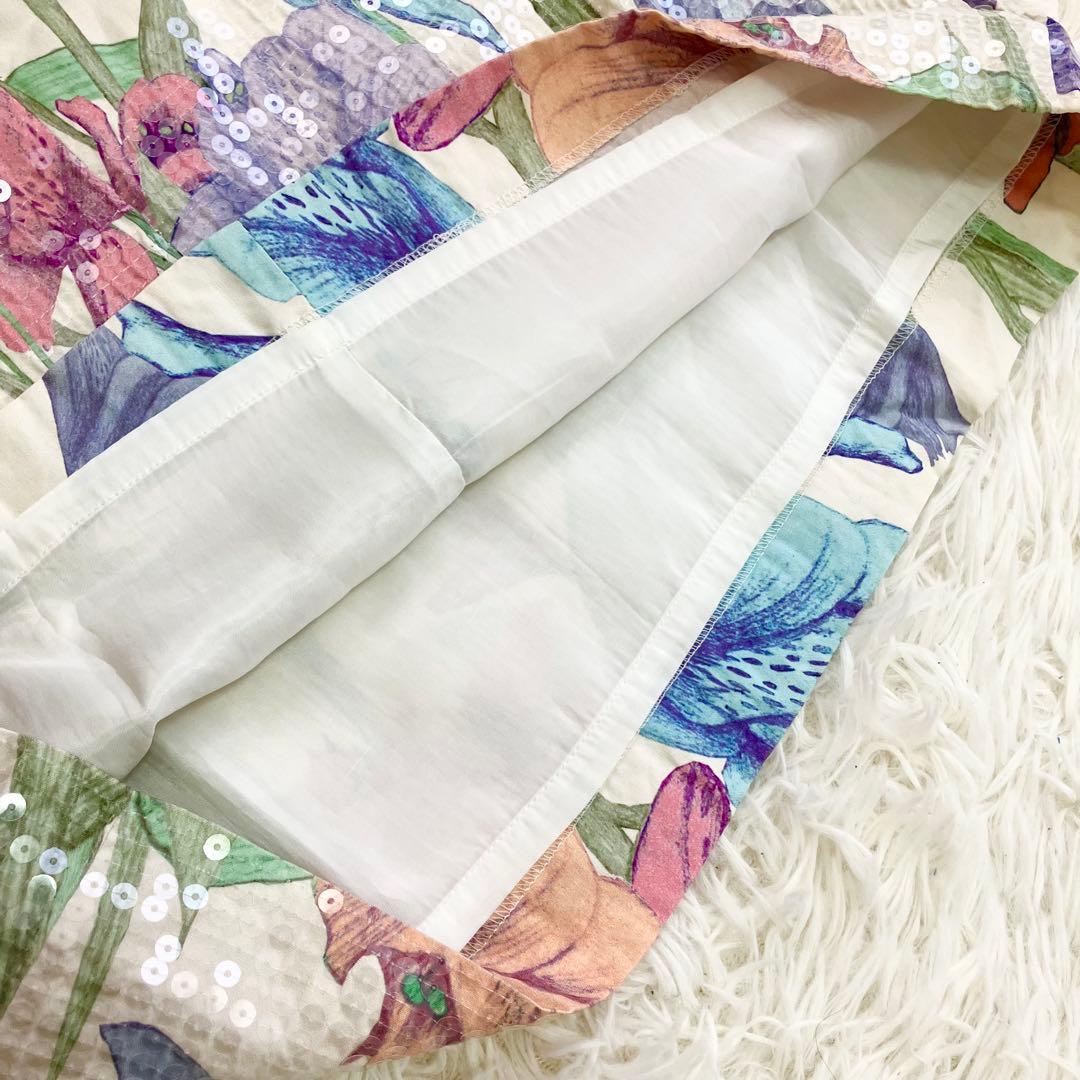 グレースコンチネンタル 北川景子 シルク リリーワンピース 花柄 スパンコール