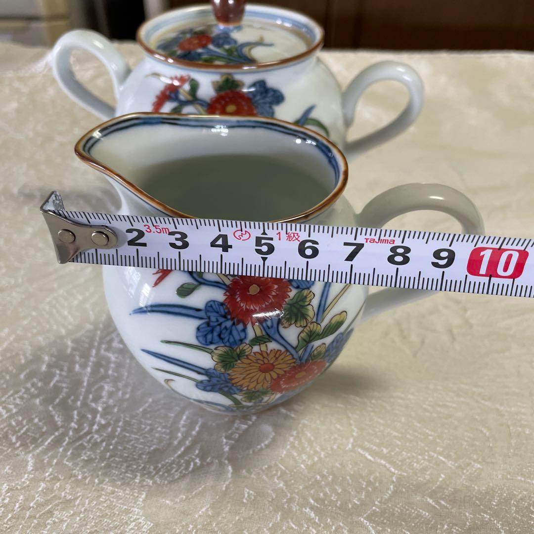 源右衛門窯 古伊万里風菊江腕皿 コーヒーカップ シュガーポット クリーマー