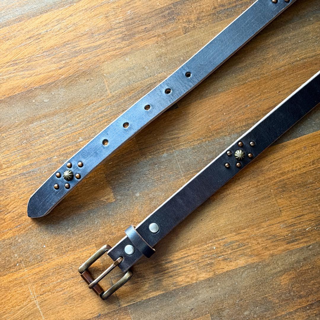 y*k様 スタッズナローベルトレリック加工UKチョコ23mm 34inch