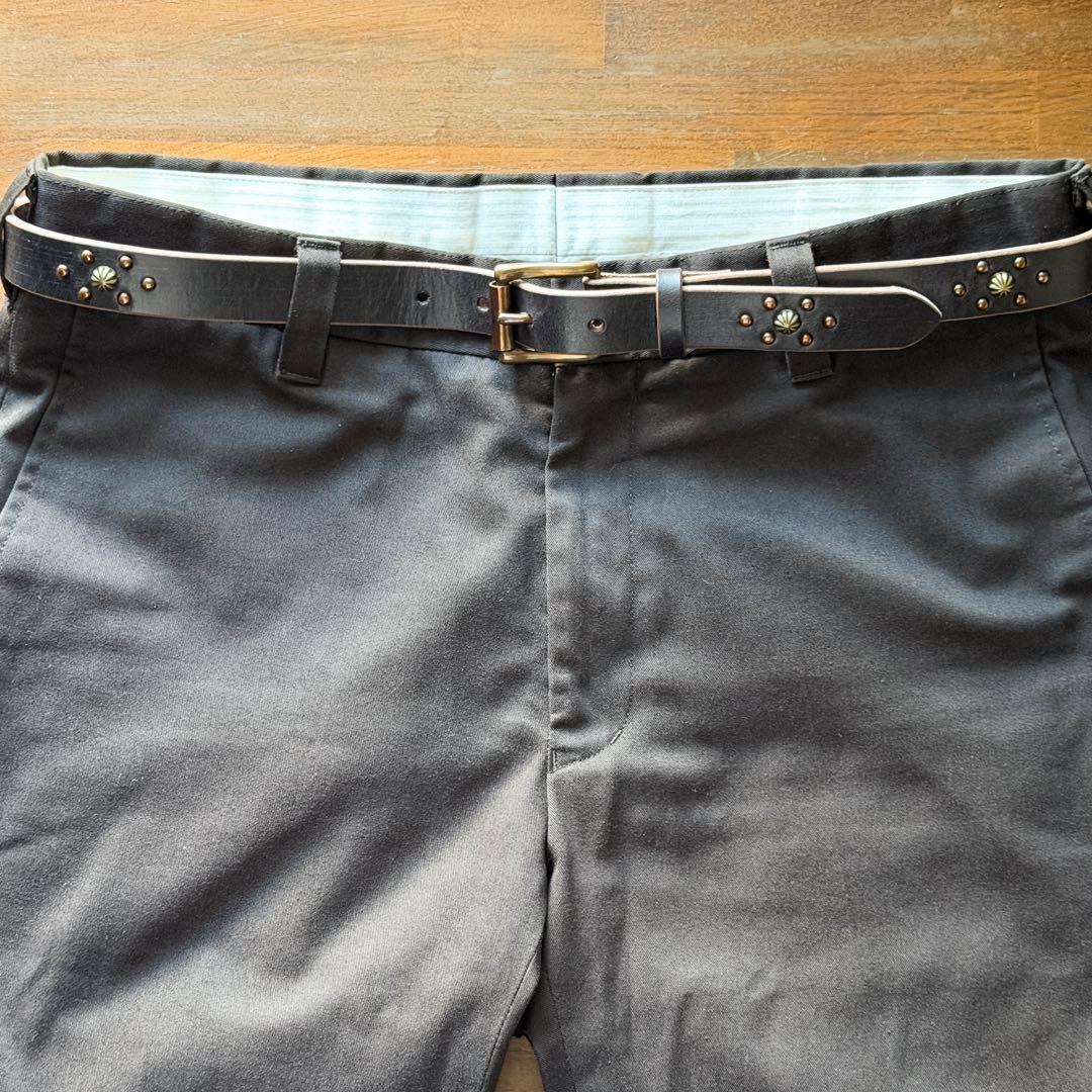 y*k様 スタッズナローベルトレリック加工UKチョコ23mm 34inch