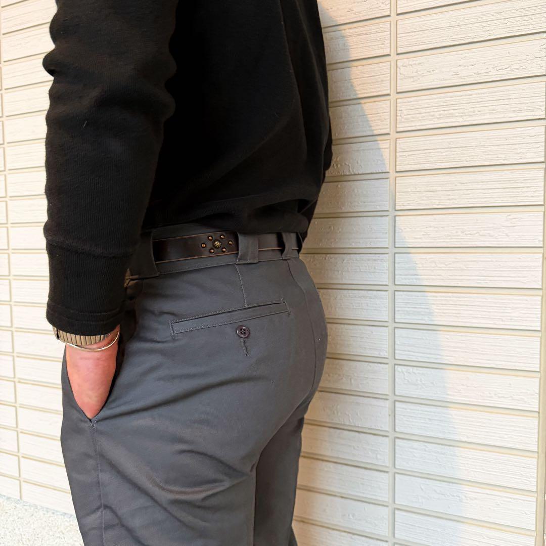 y*k様 スタッズナローベルトレリック加工UKチョコ23mm 34inch