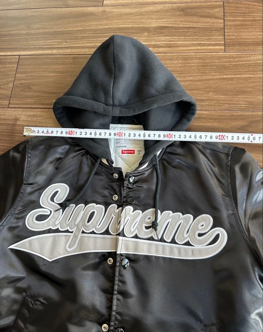 Supreme Satin Hooded Varsity Jacket 美品