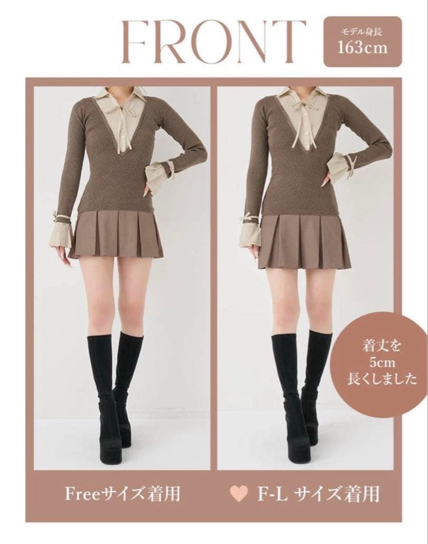 ダーリッチ 【Darich】シャツドッキングプリーツミニワンピース