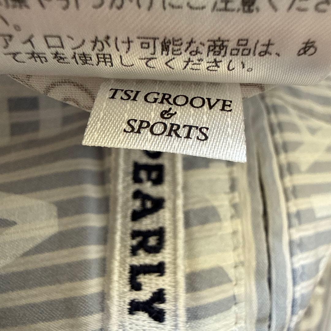 パーリーゲイツ　パンツ　L〜XL相当 総柄　ストライプ　白　5 コットン素材