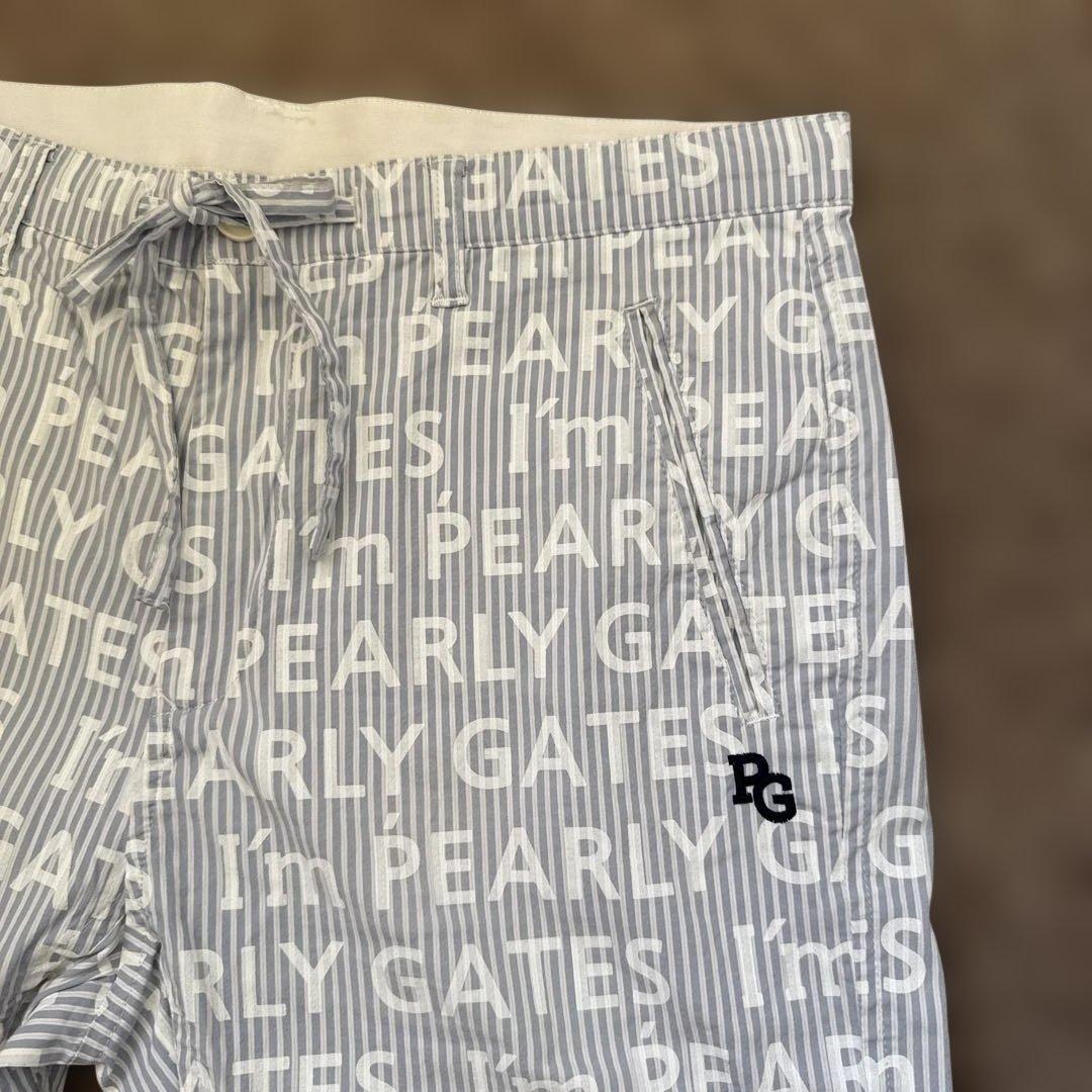 パーリーゲイツ　パンツ　L〜XL相当 総柄　ストライプ　白　5 コットン素材