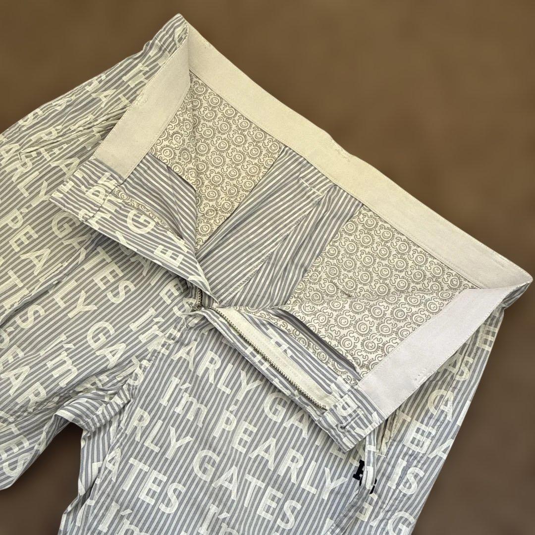 パーリーゲイツ　パンツ　L〜XL相当 総柄　ストライプ　白　5 コットン素材