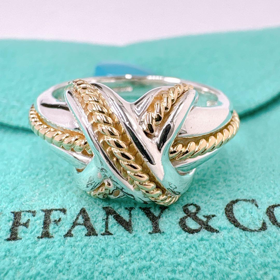 極美品 オールドティファニー シグネチャー コンビ 16号 シルバー k18