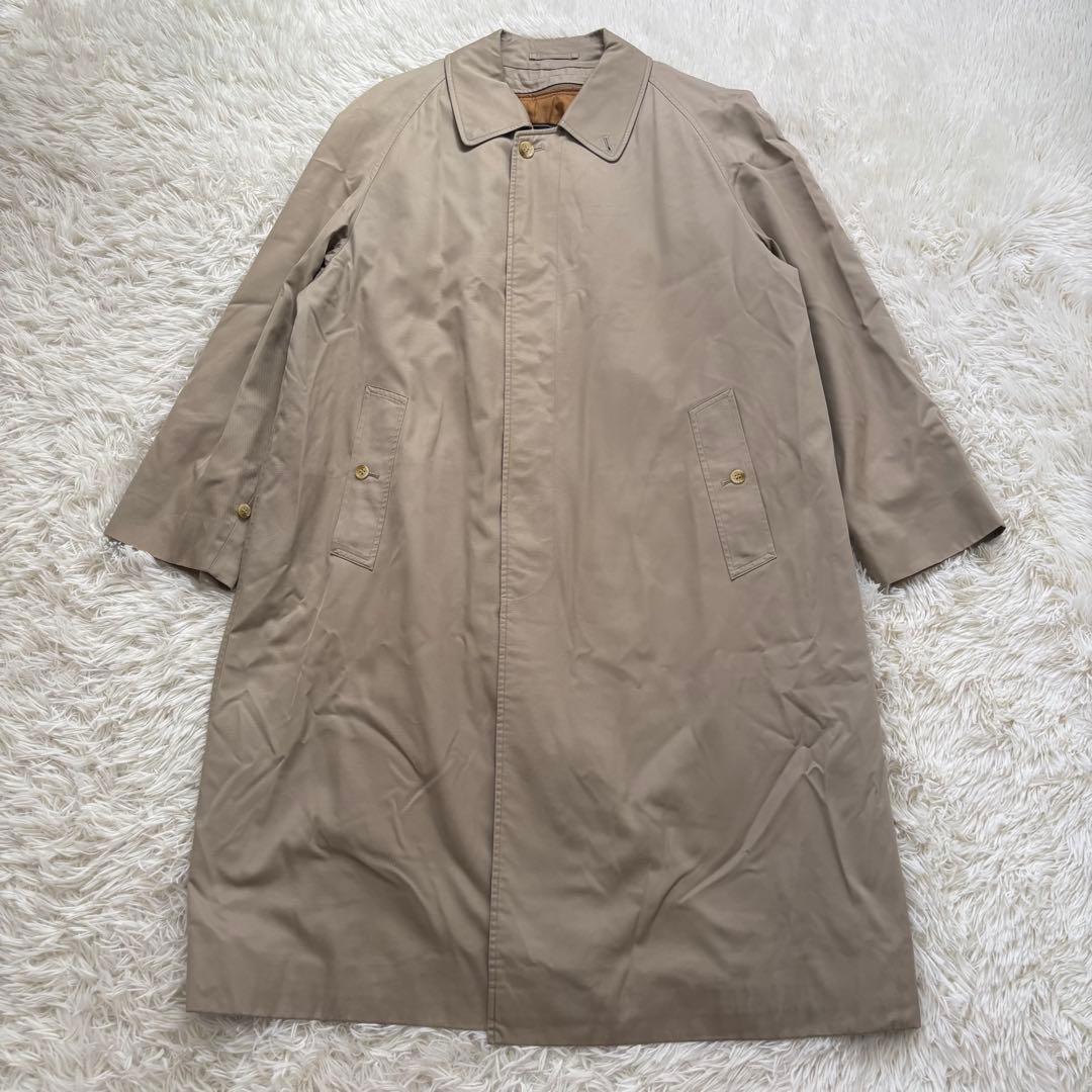 バーバリー ノバチェック ステンカラーコート　ライナー付 メンズL相当アイボリー