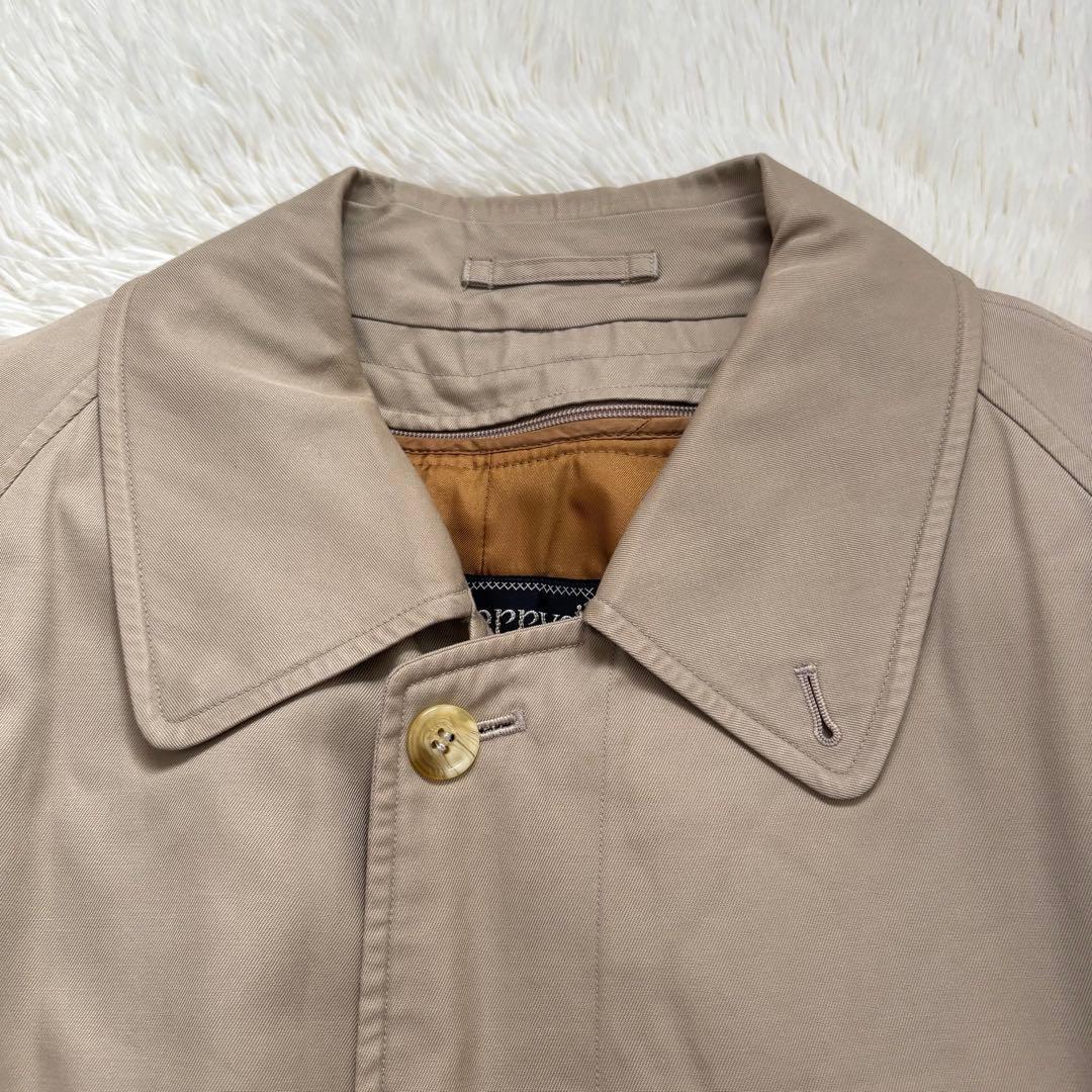 バーバリー ノバチェック ステンカラーコート　ライナー付 メンズL相当アイボリー