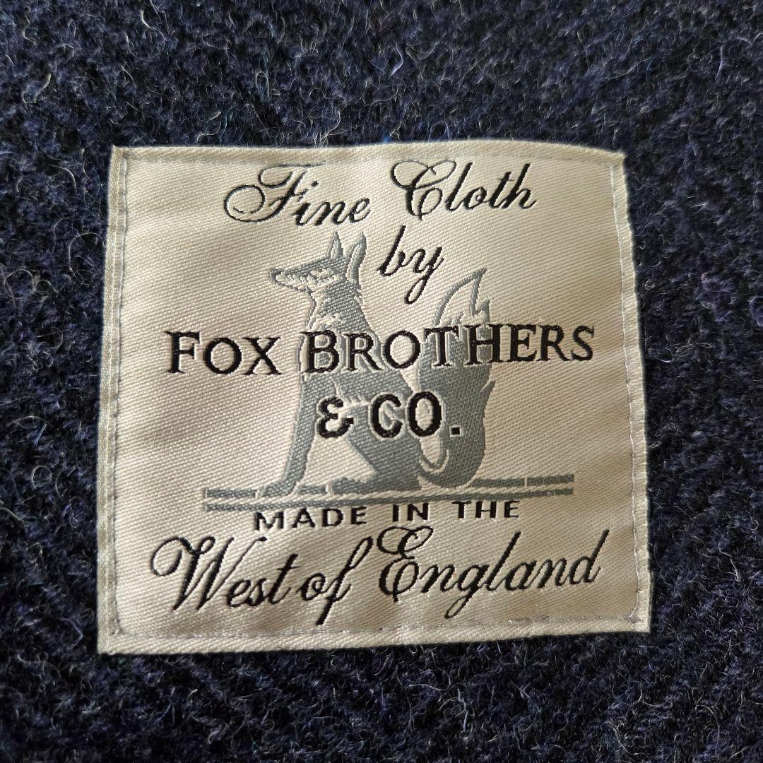 美品 デンハム フォックスブラザーズ ツイード レザー切り替え Pコート