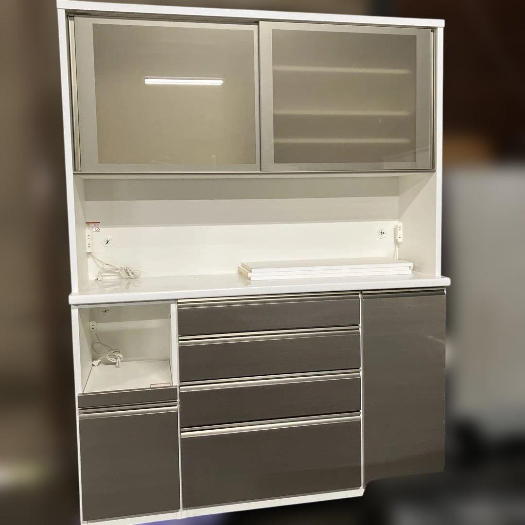 美品】 古賀家具工業 キッチンボード 食器棚 人気 グレー 2022年製