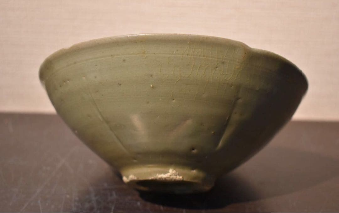 李朝・高麗青磁輪花鉢 岡田宗叡識箱 /朝鮮古陶磁 中国古玩 朝鮮美術 美術品