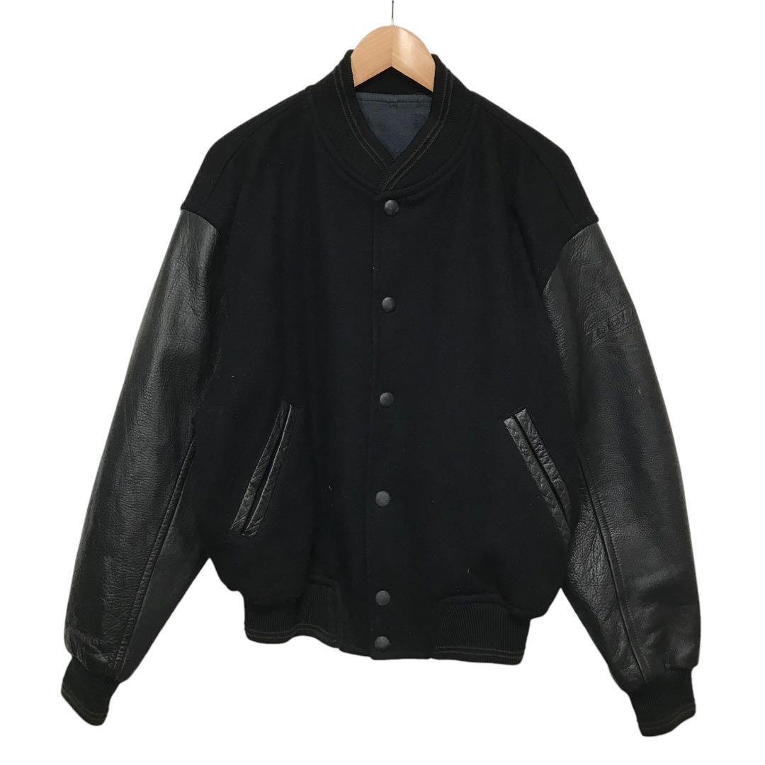 専用 90s DOMON ドモン ビンテージウールスタジャン 袖本革レザー ロゴ