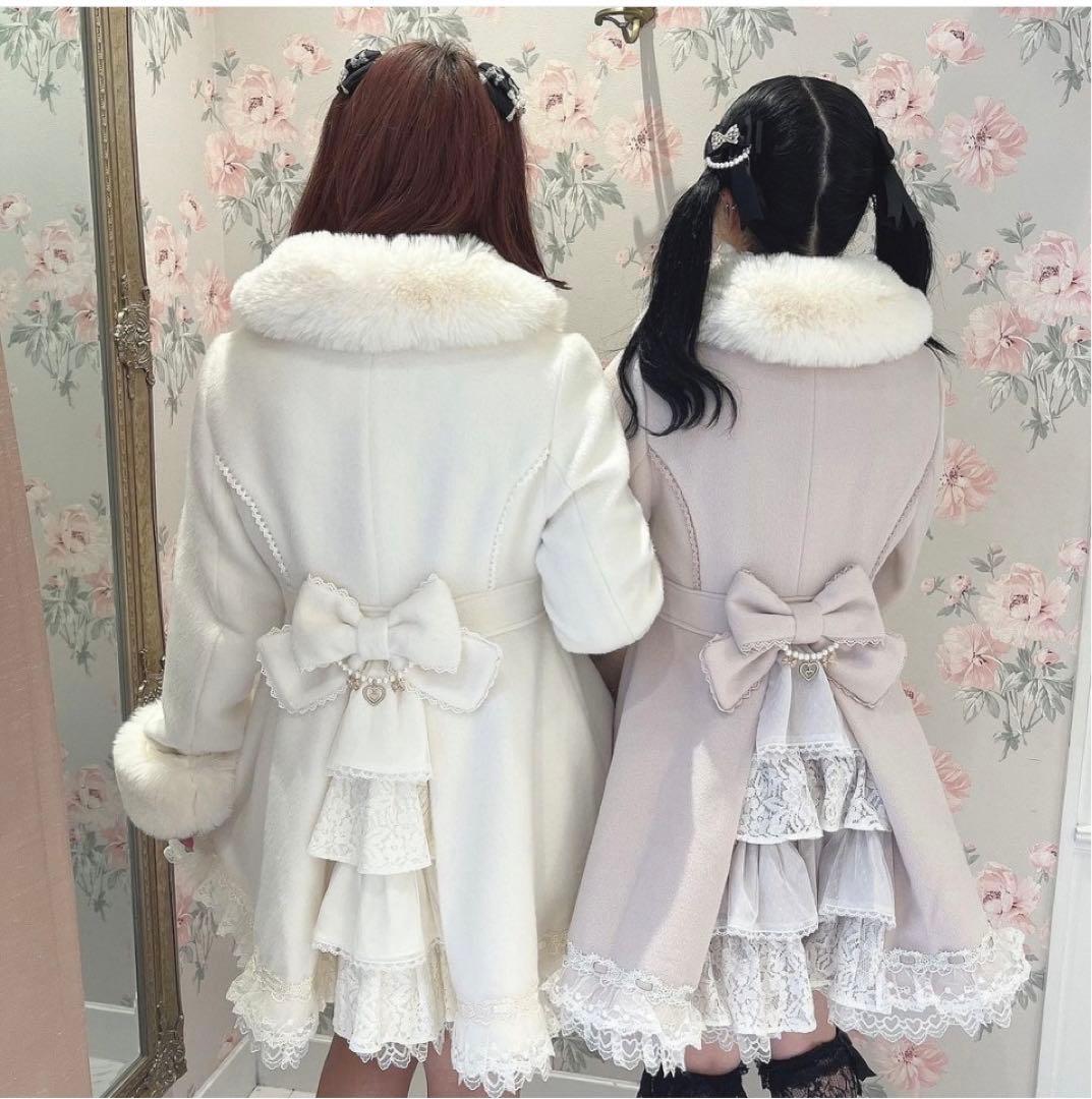 お取り置き♡タグ付♡バックティアードリボンコート♡ホワイト♡姫かわ