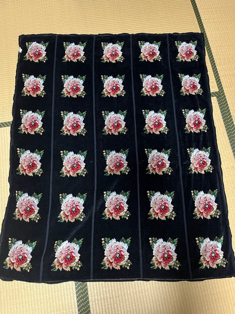 FEILER フェイラー 大判クロス 薔薇柄 ブラック