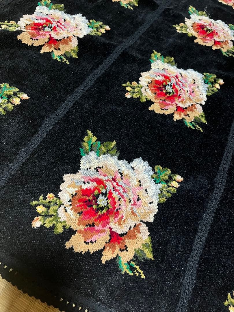 FEILER フェイラー 大判クロス 薔薇柄 ブラック