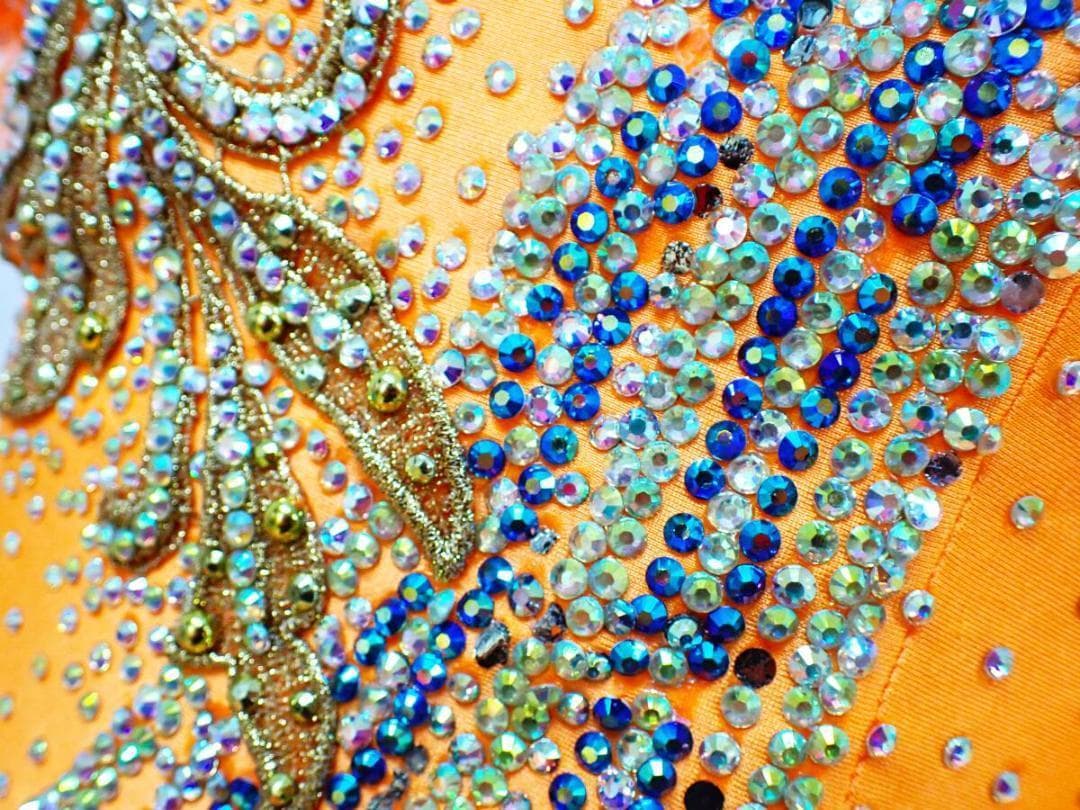 B1184★SMサイズ★日本製☆蛍光オレンジ/スタンダードドレス☆社交ダンス