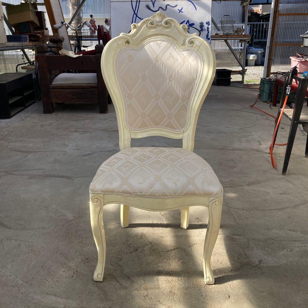 ほ*着様 白家具 猫脚 ダイニングチェア 布張り アンティーク調 A