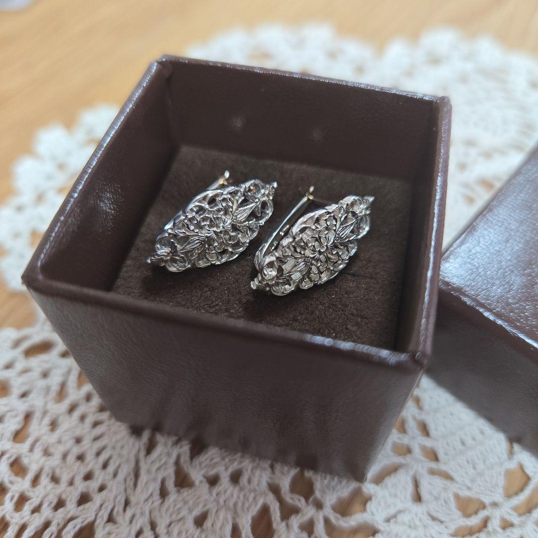 agete シルバー 透かし ピアス ポストのみK10 アガット - メルカリ