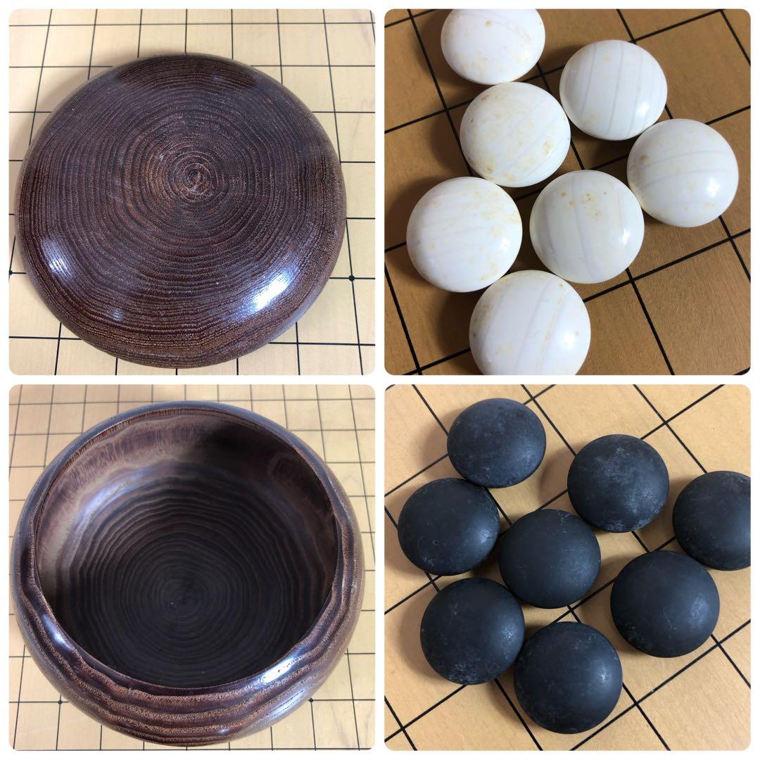 囲碁セット　足付碁盤　へそ有　木裏　特大碁笥　桐箱　蛤碁石　35号　桐箱