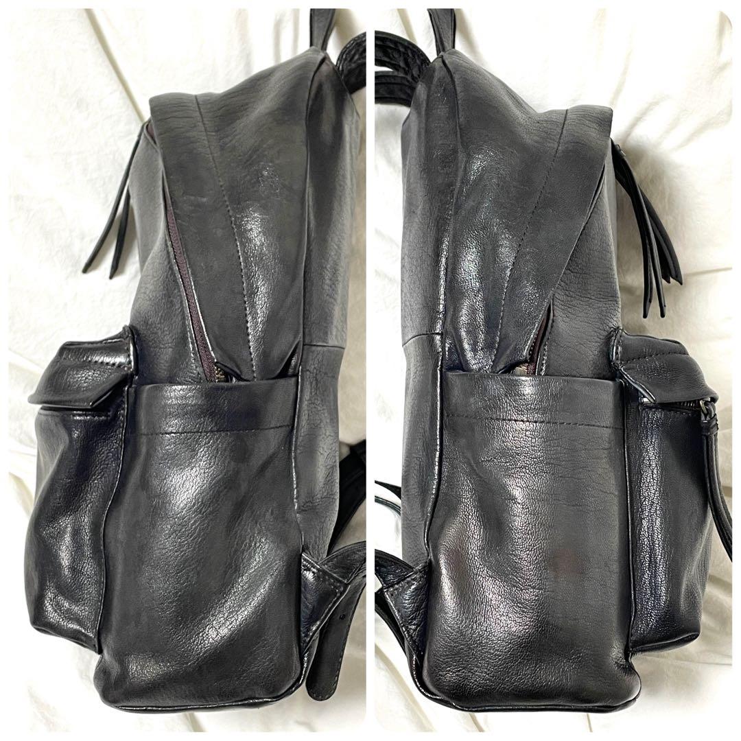 ■美品■ゲンテン　レザーリュック　ゴートヌメ　グレージュブラック