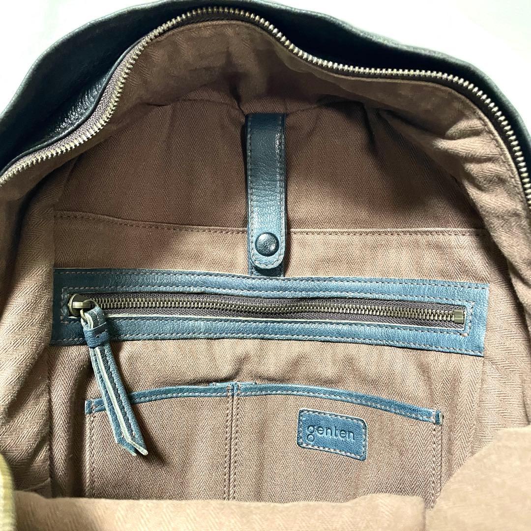 ■美品■ゲンテン　レザーリュック　ゴートヌメ　グレージュブラック
