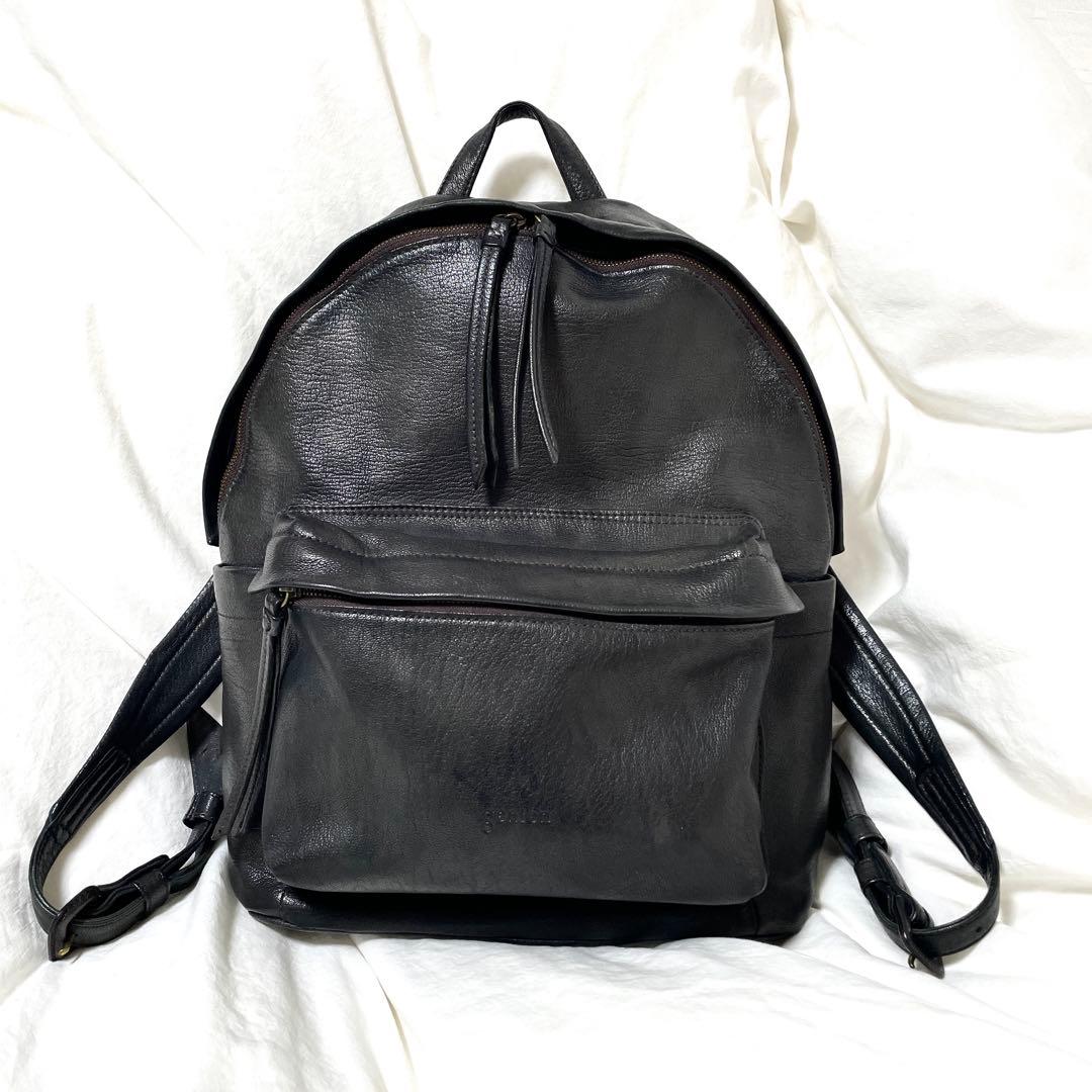 ■美品■ゲンテン　レザーリュック　ゴートヌメ　グレージュブラック