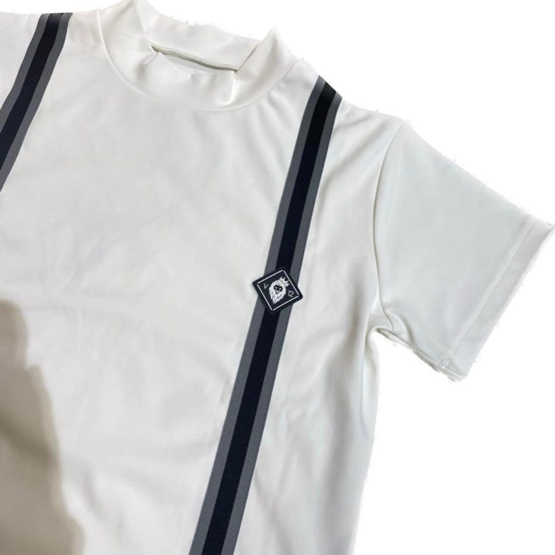 【新品】V12 レディース ゴルフウェア 半袖 モックネック 白 M