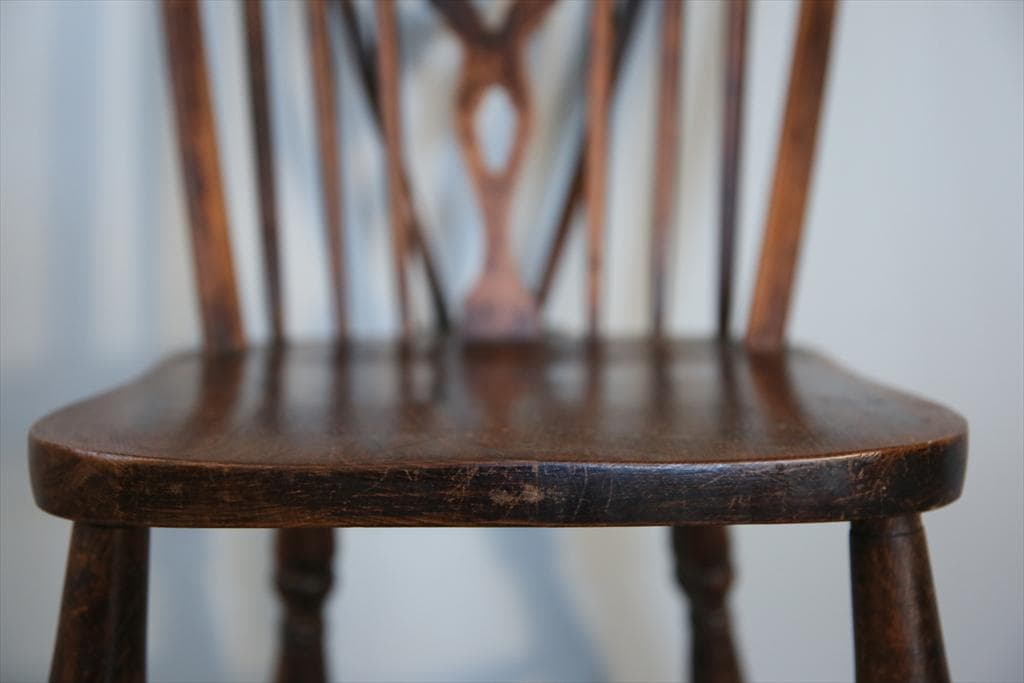 英国アンティーク木製ホイールバックチェア/ダイニングイス/椅子(91-203-7