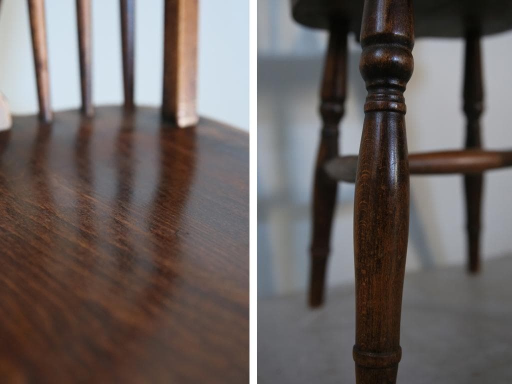 英国アンティーク木製ホイールバックチェア/ダイニングイス/椅子(91-203-7