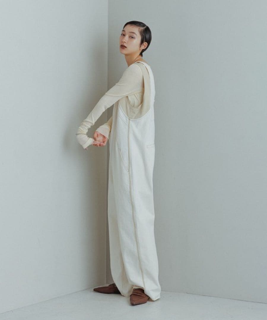 【moimoi】ホワイトコットンジッパーオーバーオール