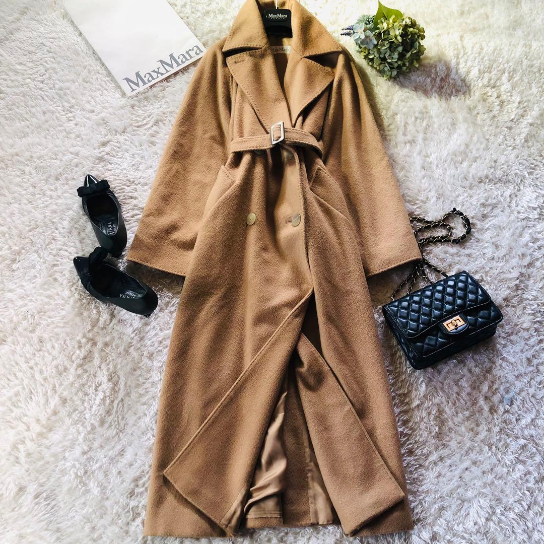 美品✨マックスマーラ マニュエラコート キャメル100% 女優襟 白タグ