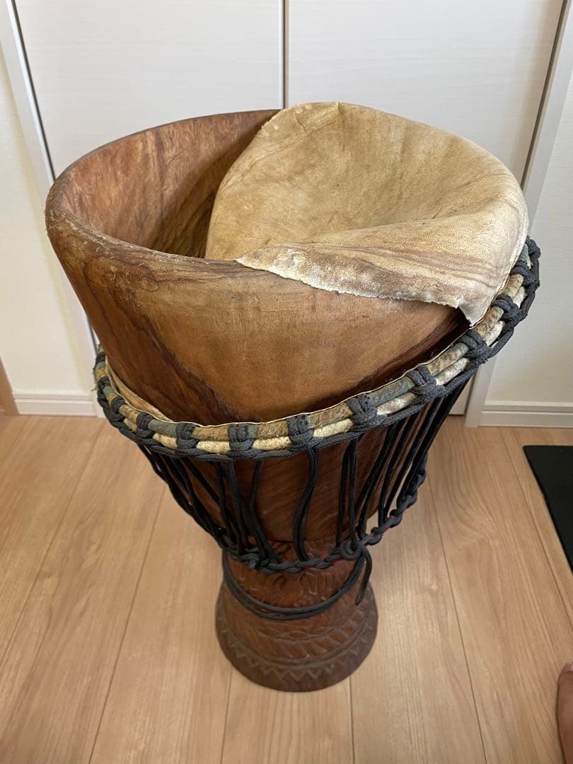 アフリカ 民族 打楽器 大型 ジャンベ 高さ63cm 打面32cm
