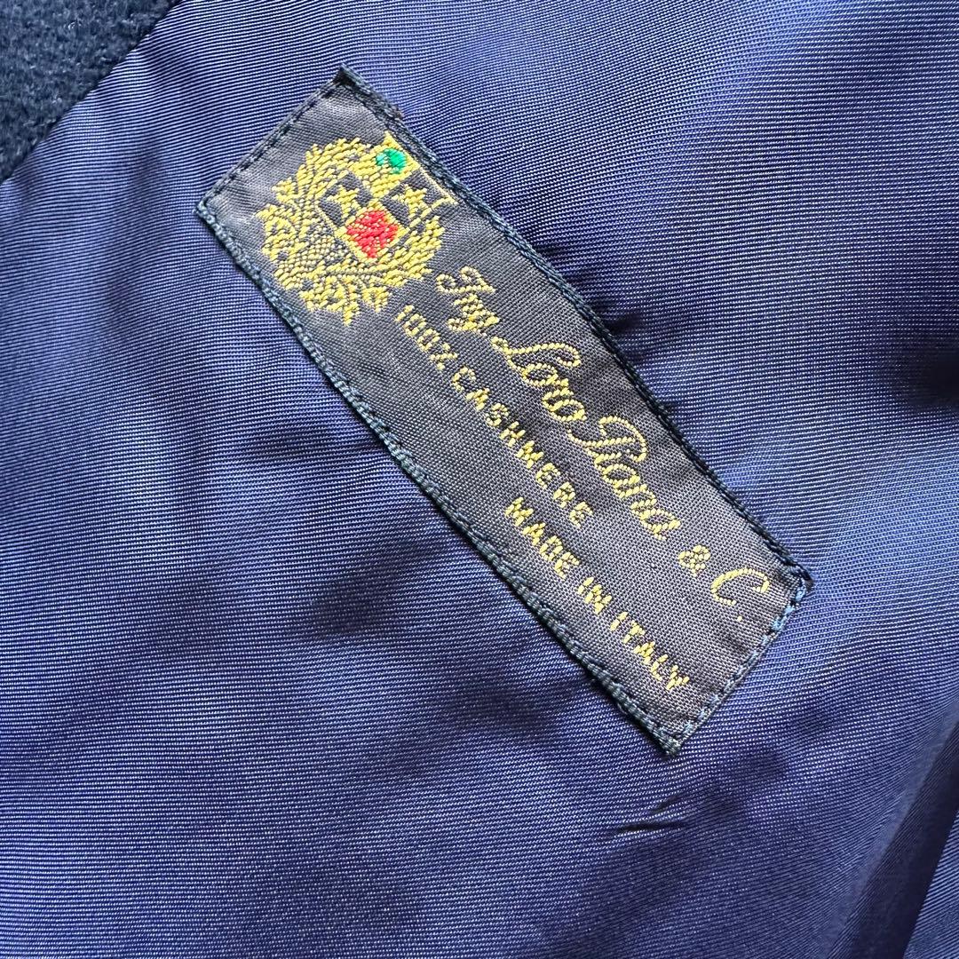 高級 ロロピアーナ カシミヤ100%ロングチェスターコート ダブル ネイビー