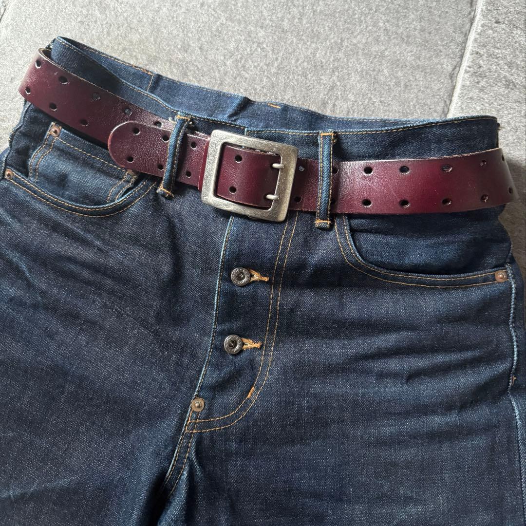 小物 Leather double pin belt