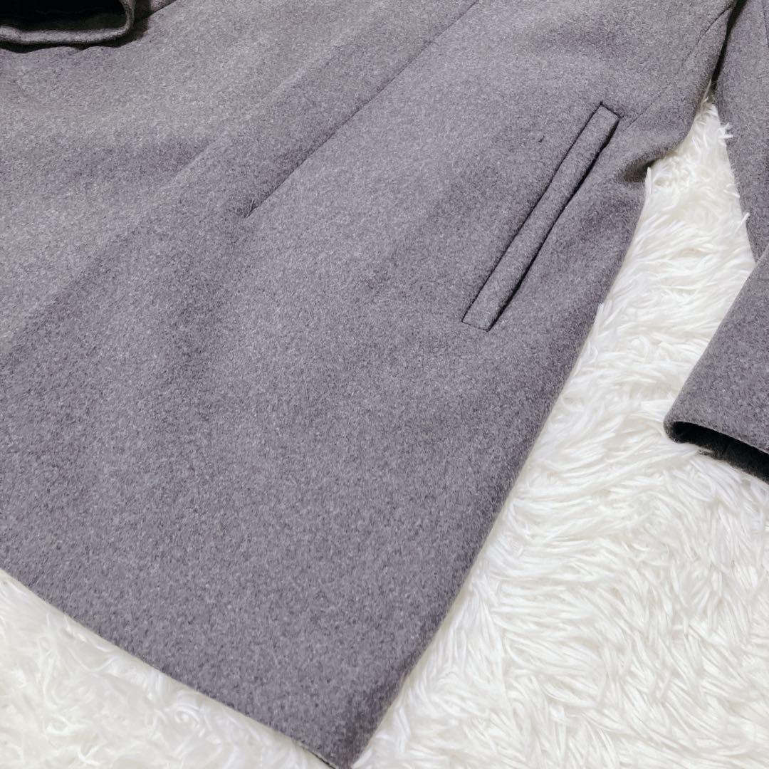 【美品】セオリー　ステンカラーコート　カシミア混　グレー　比翼　XS