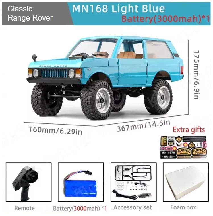 【ブルー！】レンジローバー初代 ラジコン 1/12 MN168 3000mah