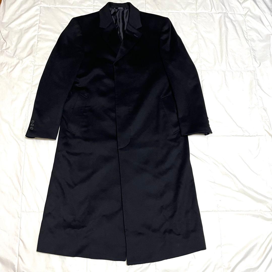 美品】スキピオ ロングチェスターコート カシミヤ マキシ丈 比翼 黒 L