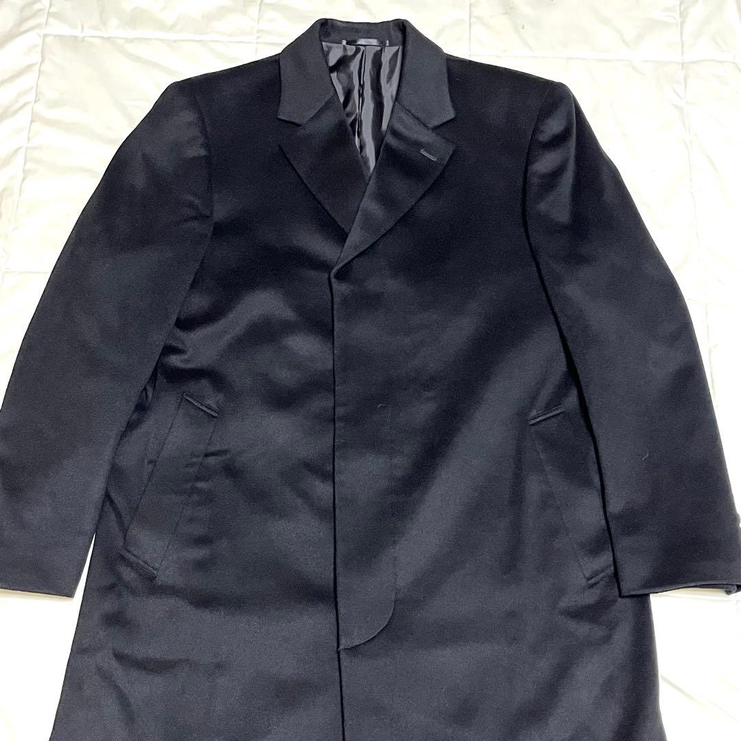 美品】スキピオ ロングチェスターコート カシミヤ マキシ丈 比翼 黒 L